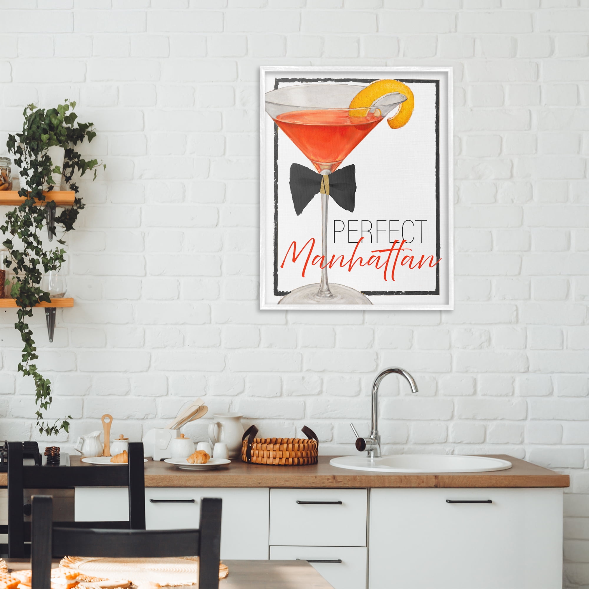 Stupell Industries Perfect Manhattan Cocktail White Framed Giclee Art, design by Lorenzo Collective
