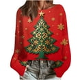 thumbnail image 2 of Uootdi Christmas Sweaters for Women Vintage Christmas Tree Xmas Print Long Sleeve Knit Sweaters Holiday Pullover Artful Cozy Sweaters Gift, 2 of 7
