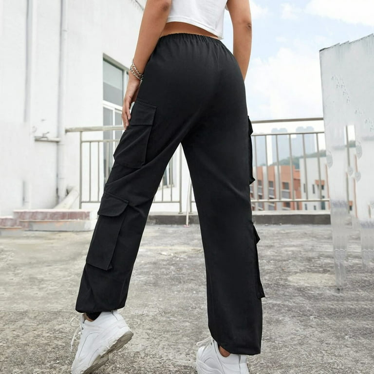 JDEFEG Womens Pants Women's High Waist Cargo Pants Loose Outdoor Jogger  Workout Pants with Pockets Casual Trousers Cargo Pants Women Womens Work  Pants