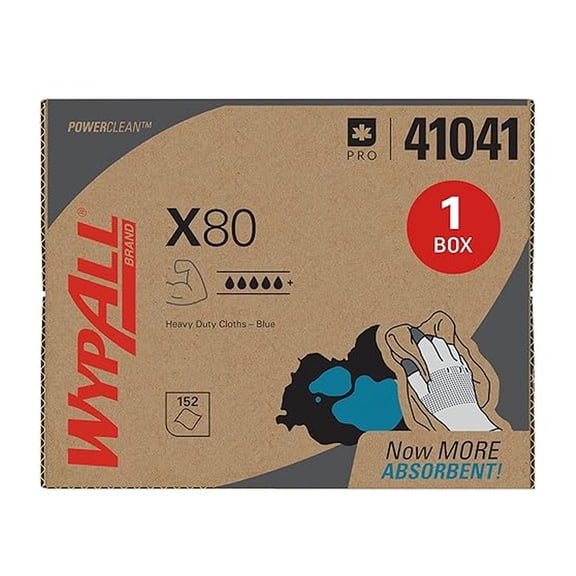 PowerClean X80 Heavy Duty Wipes - Industrial Cleaning Cloths, Blue (160 Count)