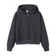 thumbnail image 2 of Plain Zip Up Hoodies for Women Fall Winter Long Sleeve Casual Crop Hooded Sweatshirt with Pockets Jacket Coat, 2 of 3