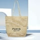 thumbnail image 5 of Bolso Con Letras Bordadas para Mujer Bolso Paja Ocio para Mujer Gran Capacidad (caqui), 5 of 9