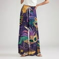 thumbnail image 4 of LWavelet Comfort Fabric Feather Bead Print Wide Leg Pants Women Mardi Gras Festive Wear Dark Purple XXL, 4 of 5
