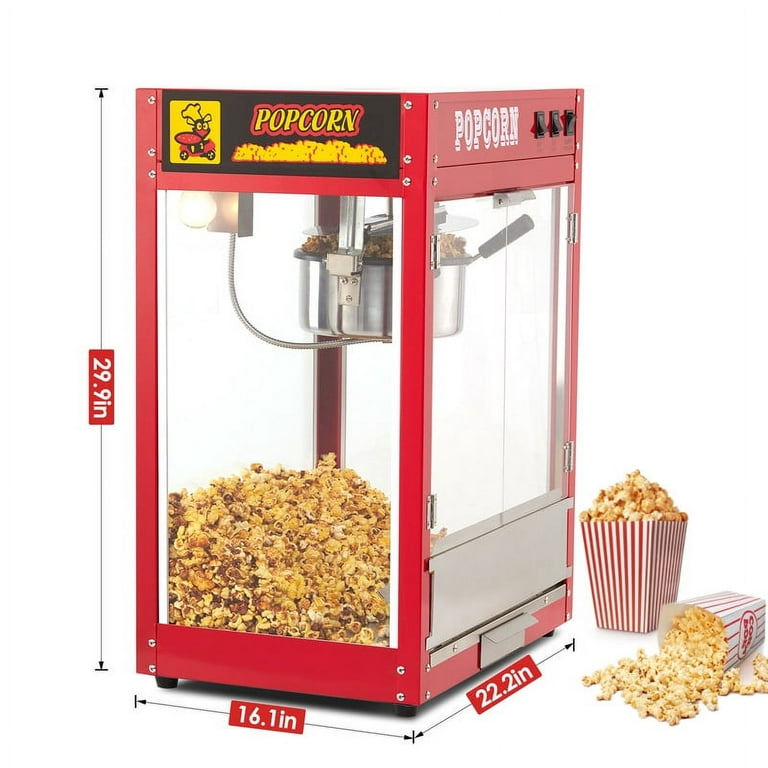 Entcook Commercial Popcorn Machine with Cart, Antique Style Porcorn Popper  with 8 Ounce Kettle 