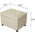thumbnail image 3 of 24" Storage Ottoman, Fabric Ottoman Foot Rest Stool with Hinged Lid, Tufted Rectangle Upholstered Footstool, Load Up to 350 lb, for Living Room, Bedroom, Dorm, Tan, 3 of 16