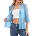 thumbnail image 2 of jjayotai Womens Summer Thin Cardigan 3/4 Sleeve Sheer Shrugs Trendy Open Front Loose Lightweight Cropped Cardigans, 2 of 6