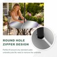 thumbnail image 4 of Round Outdoor Tablecloth with Umbrella Hole and Zipper, Purple Grey Tablecloth with Elastic Waterproof, Gray Farmhouse Modern Rustic Patio Table Covers for 36" - 44" Picnic Pool Tables, 4 of 9