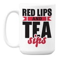 thumbnail image 1 of Red Lips or Lipstick Quotes for Her White Ceramic Coffee & Tea Mug (15oz), 1 of 3