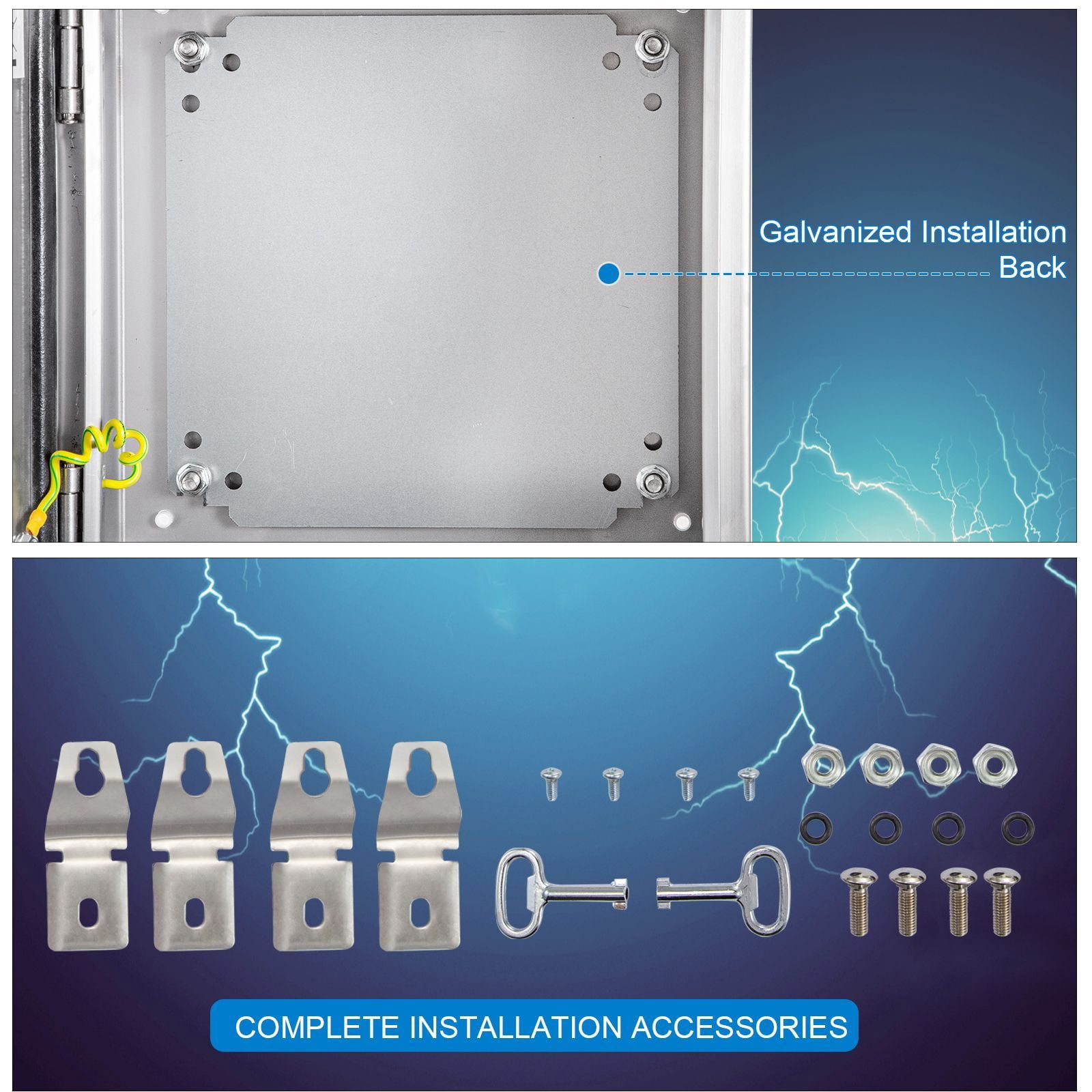 Stainless Steel Electrical Enclosure 12 x 12 x 8 Inch IP66, Outdoor Indoor Junction Box with Mounting Plate, 4X