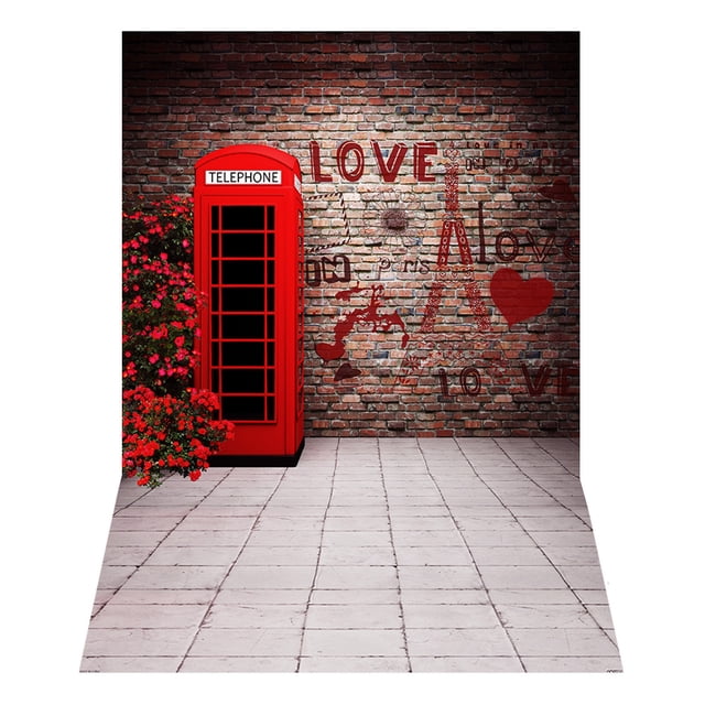 Andoer 1.5 * 2.1m / 5 * 7ft Fotografía Antecedentes Amor Teléfono Booth Pared de ladrillo Telón de f Andoer Fondo