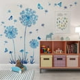 thumbnail image 3 of Farcauo 2 Set Dandelion Wall Decals Blue Flower Wall Stickers Butterflies Wall Decor for Bedroom Office Bathroom Living Room Floral Wall Decal Removable Wall Decoration Peel and Stick Wall Decor, 3 of 7
