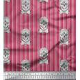 thumbnail image 1 of Soimoi Pink Poly Georgette Fabric Bow & Artistic Skull Stripe Print Fabric by the Yard 42 Inch Wide, 1 of 3