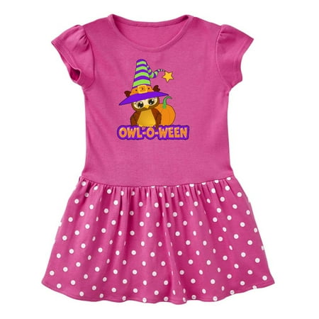 

Inktastic Owl-o-Ween- Cute Halloween Owl in Witch Hat with Pumpkin Gift Toddler Girl Dress
