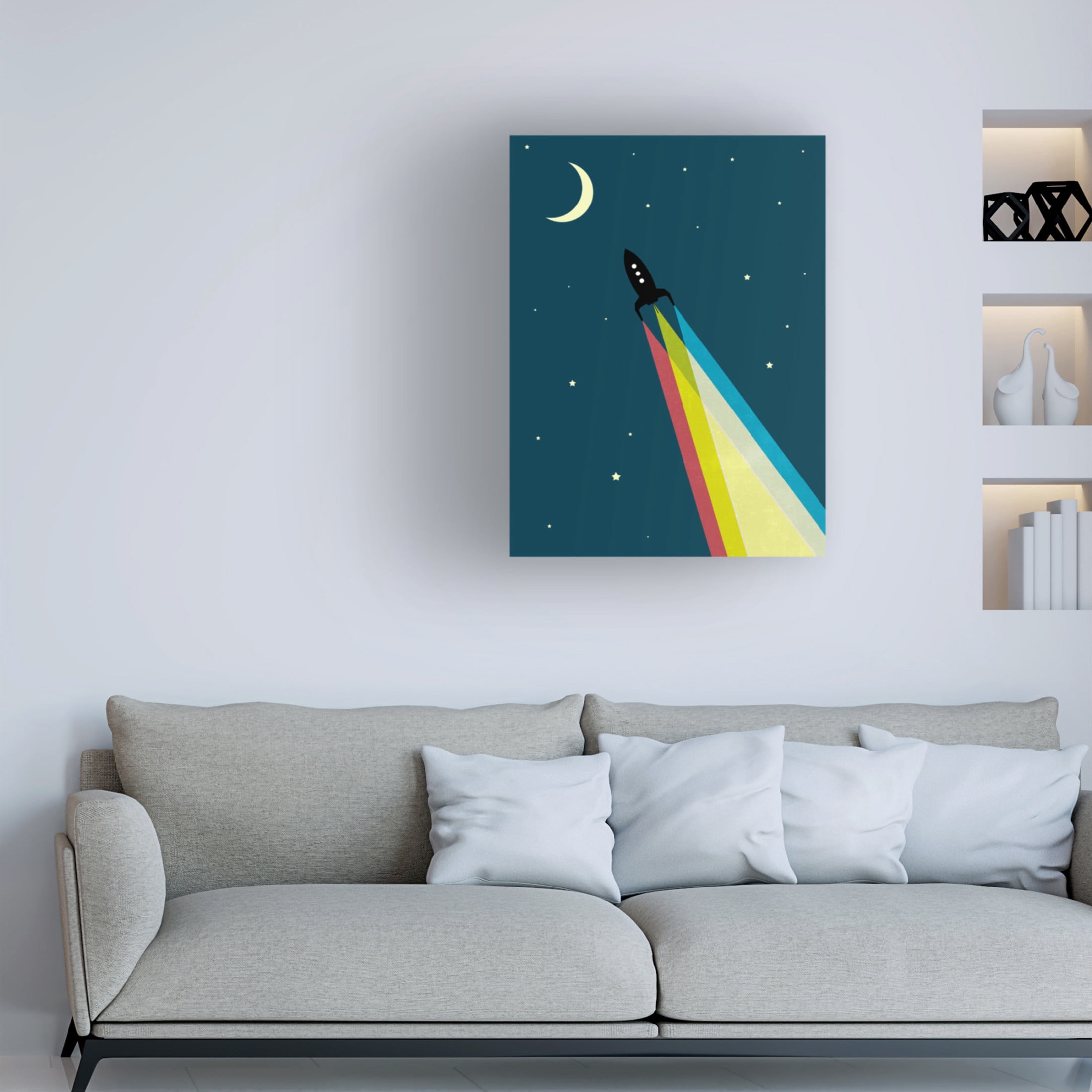 Canvas Wall Art - Tom Quartermaine 'Rainbow Rocket Abstract 1' Wall Art for Living Room, Bedroom, or Office Décor by Trademark Fine Art - 14 x 19 Inches