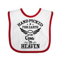 Inktastic Handpicked for Earth by My Opa in Heaven with Angel Wings Boys or Girls Baby Bib