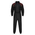 thumbnail image 3 of TiaoBug Men's Overalls Long Sleeve Front Zip Color Block Racing Driver Jumpsuit for Carnival Themed Parties Black XL, 3 of 5
