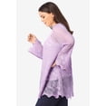 thumbnail image 3 of Roaman's Women's Plus Size Bell Sleeve Pointelle Cardigan, 3 of 4