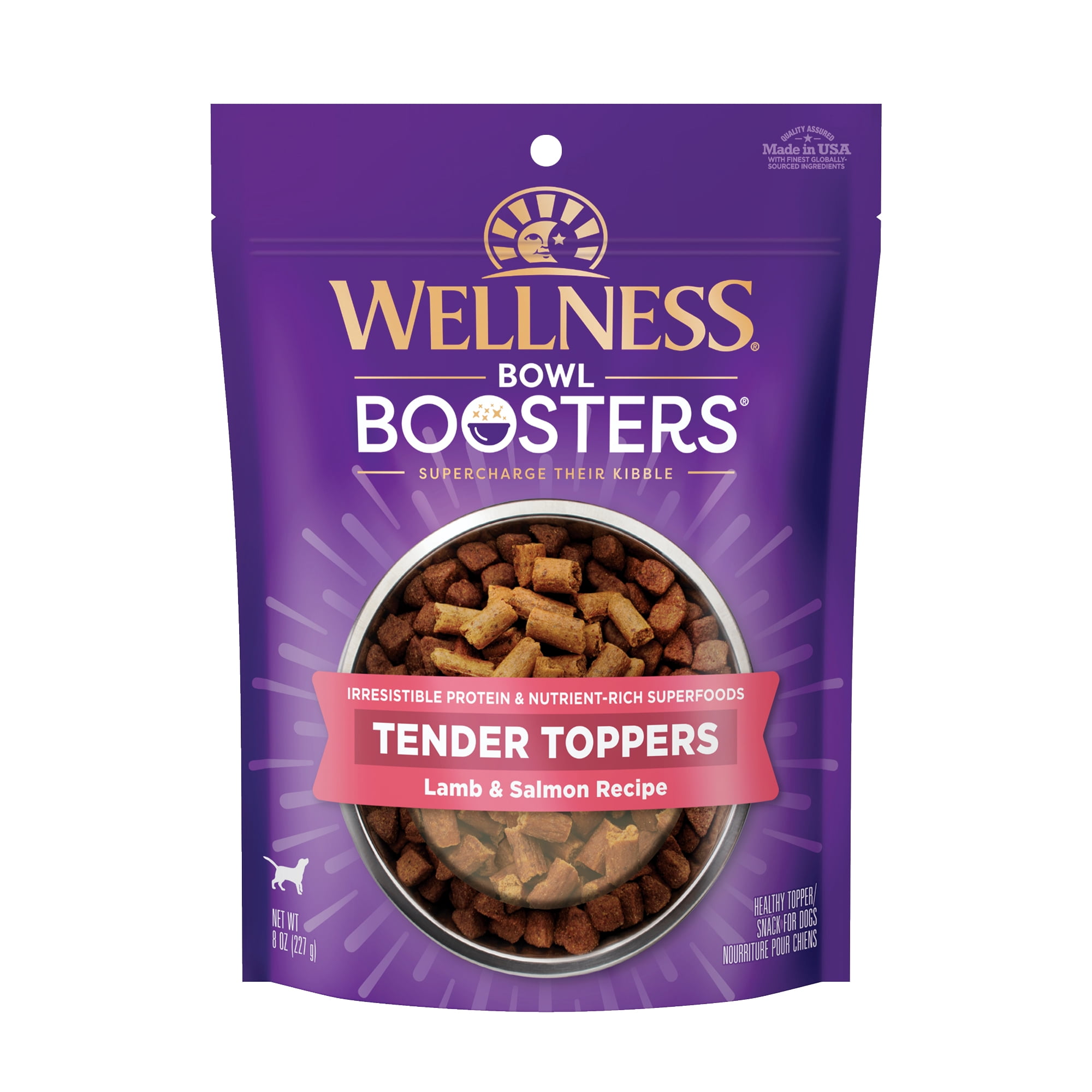 Wellness Bowl Boosters Tender Toppers, Dog Food Topper for Small, Medium, & Large Breeds, Grain Free, Natural, Lamb & Salmon, 8 Ounce Bag (Pack of 1)