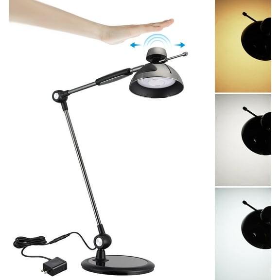 LED Desk Lamp, Swing Arm Table Lamp, Adjustable Metal Articulating Arm with Dome Shade, Industrial Modern Task Lighting for Desk or Study