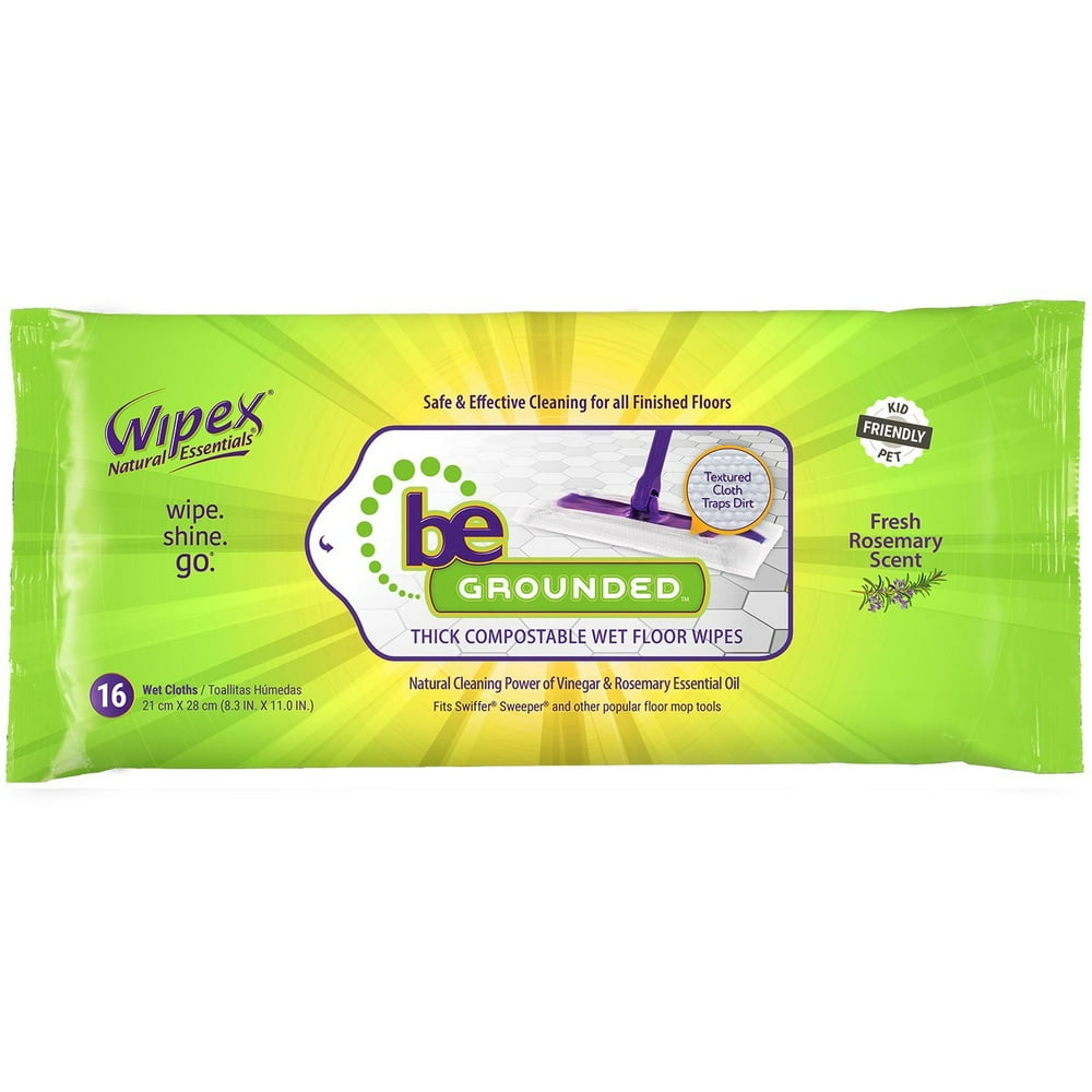 Wipex Be Grounded Natural Compostable Wet Floor Cleaning Wipes