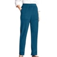 thumbnail image 4 of Sakmal High Waisted Cotton Pleated Pants Women's Slim Straight Corduroy in Blue with Pockets, 4 of 5