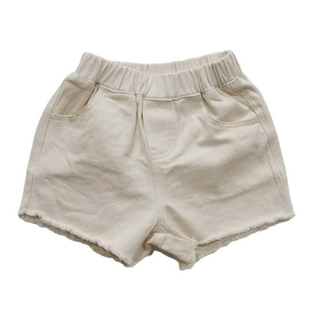 Shorts for Girls Solid Loose Multicolor Versatile Toddler Soft Breathable Lightweight Stretchy Children Beige Shorts Size 3-4 Y