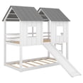 thumbnail image 4 of Twin over Twin House Bunk Bed with Slide and Windows,Wooden Bunk Bed Frame Ladder and Guardrails for Kids Teens Girls Boys,White, 4 of 7