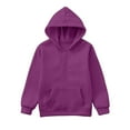 thumbnail image 6 of Zylarhe Boys Girls Sweatshirts Boys Fashion Winter Comfort Hooded Top Long Sleeve Solid Color Sweatshirt Outerwear Garment for Fall Season 5-6 Years Purple, 6 of 7