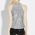 thumbnail image 4 of Njoeus Womens Sleeveless Glitter Sequin Tank Tops Mock Turtleneck Slim Fitted T-Shirt Sparkly Camisole Vests, 4 of 4
