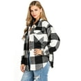 thumbnail image 2 of Love Tree Women's Oversize Plaid Shirt Coat Shacket (Small, Black), 2 of 4