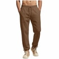 thumbnail image 3 of Men’s Cargo Joggers, Casual Trousers, Elastic Waist Drawstring Cuffed Ankle, Lightweight Stretchy Breathable, Gym Workout Daily Wear, Summer Activewear | AESTIVO,Brown XL, 3 of 7