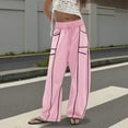 thumbnail image 2 of Telankuip Womens Barrel Wide Leg Pants Plus Size Drawstring Elastic High Waist Sweatpants 2025 Fall Winter Line Design Casual Loose Comfortable Trousers with Pockets Pink XL, 2 of 4