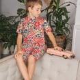 thumbnail image 4 of Balery Small Coral Red Flowers Conjunto de Pijama Infantil de Manga Corta con Estampado – Ropa de Dormir de Algodón Suave-Medium, 4 of 6