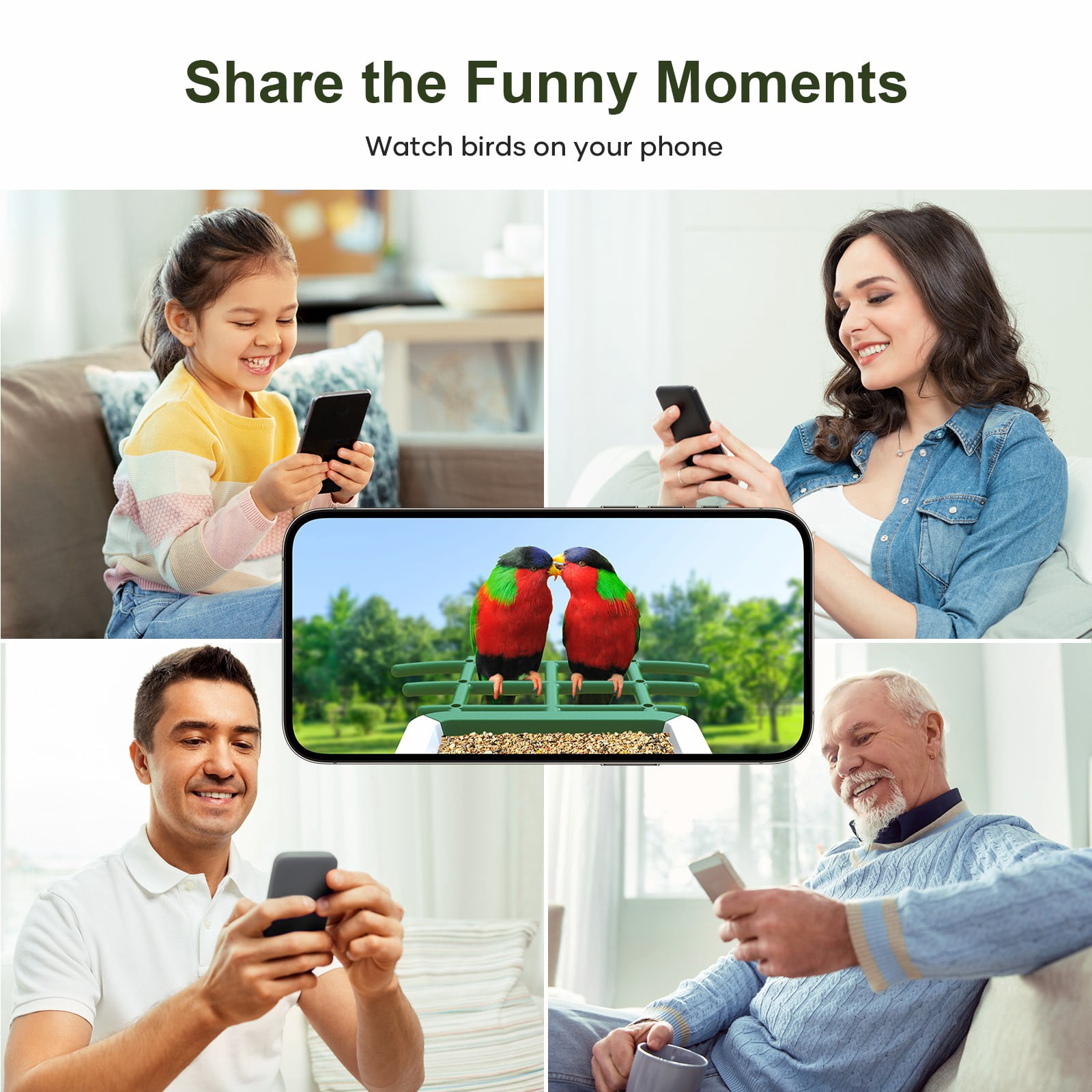 Smart Bird Feeder with Camera, Solar Powered Birdhouse Camera with AI Bird Recognition, Outdoor Wireless WiFi Bird Feeder with Live Video, Fun Gift for Mom, Grandma, Daughter