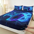 thumbnail image 3 of Homewish Graffiti Game Console Twin Sheet Sets,Modern Video Game Twin Fitted Sheet,Blue Black Flat Sheet For Boys,Breathable Home Decor,3pcs, 3 of 7