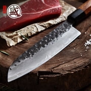 MITSUMOTO SAKARI 7 inch Japanese Santoku Chef Knife, High Carbon Stainless Steel Kitchen Cooking Knife