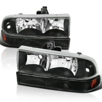 Spec-D Tuning Black Headlights   Bumper Lights Compatible with 1998-2004 Chevy S10 Blazer, Left   Right Pair Headlamps Assembly