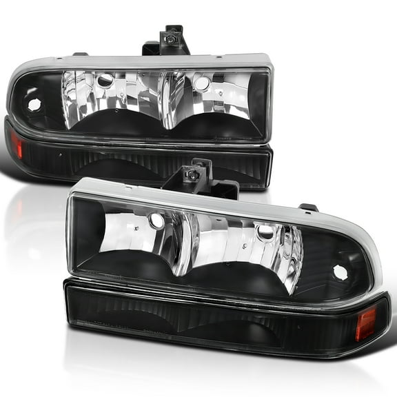 Spec-D Tuning Black Headlights   Bumper Lights Compatible with 1998-2004 Chevy S10 Blazer, Left   Right Pair Headlamps Assembly