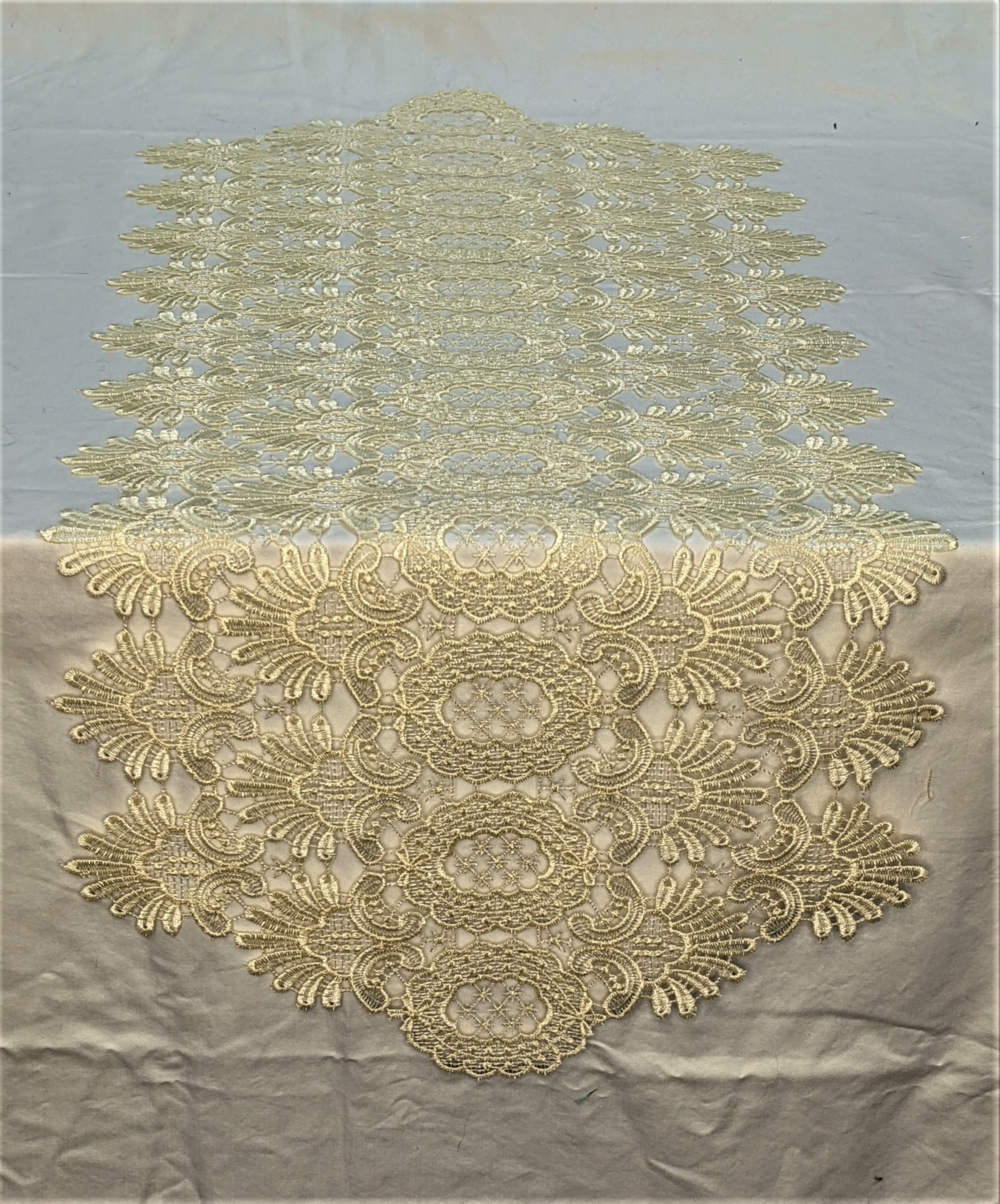 Doily Boutique Table Runner in Ivory Victorian Lace Size 60 x 16 inches Handmade