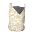 thumbnail image 1 of Tropical Laundry Bag, Demonstration of Palm Leaves on a Plain Background Exotic Hawaiian Feels, Basket with Handles Drawstring Closure for Laundromats, 13" x 19", Pastel Brown White, by Ambesonne, 1 of 4