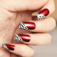 thumbnail image 1 of YUNAI 24 uñas postizas de completa de longitud media, elipse francesa, vino tinto, uñas postizas oblicuas de leopardo, 1 of 2