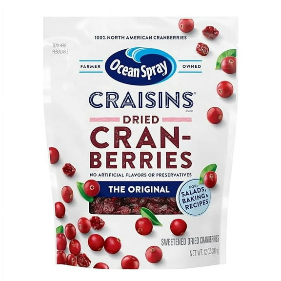 1x Ocean Spray Craisins, Dried Cranberries, Original, 12 Ounce ResealablePouch