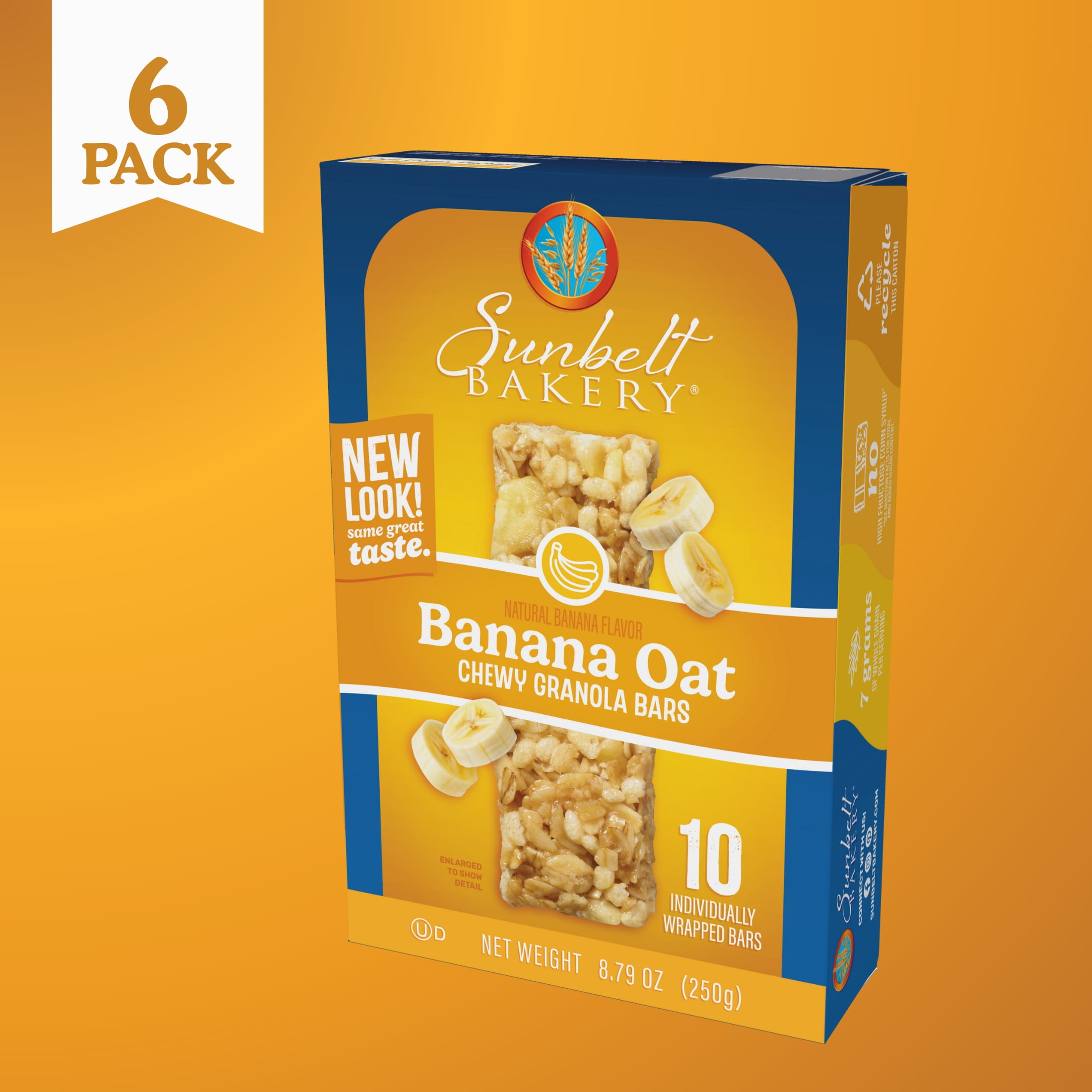 Sunbelt Bakery Banana Oat Chewy Granola Bars, 60 Bars (6 Boxes), 52.74 Oz