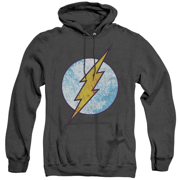 DC Comics Flash Flash Neon Distress Logo Adult Heather Hoodie Sweatshirt Black