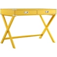 thumbnail image 3 of Weston Home Wood X-Base Campaign Writing Desk with Drawers, Banana Yellow, 3 of 4