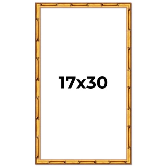 17x30 Frame Gold Bamboo Solid Wood Picture Frame | 1 Inch Moulding Width | Interior Frame Depth