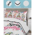 thumbnail image 3 of Full Size Quilt Bedding Set, Spring Gnomes Reversible Summer Quilt 3 Pieces, Colorful Flowers Watercolor Butterfly Floral Plant Lightweight Bedspreads Coverlets with 2 Pillow Shams for All Seasons, 3 of 5