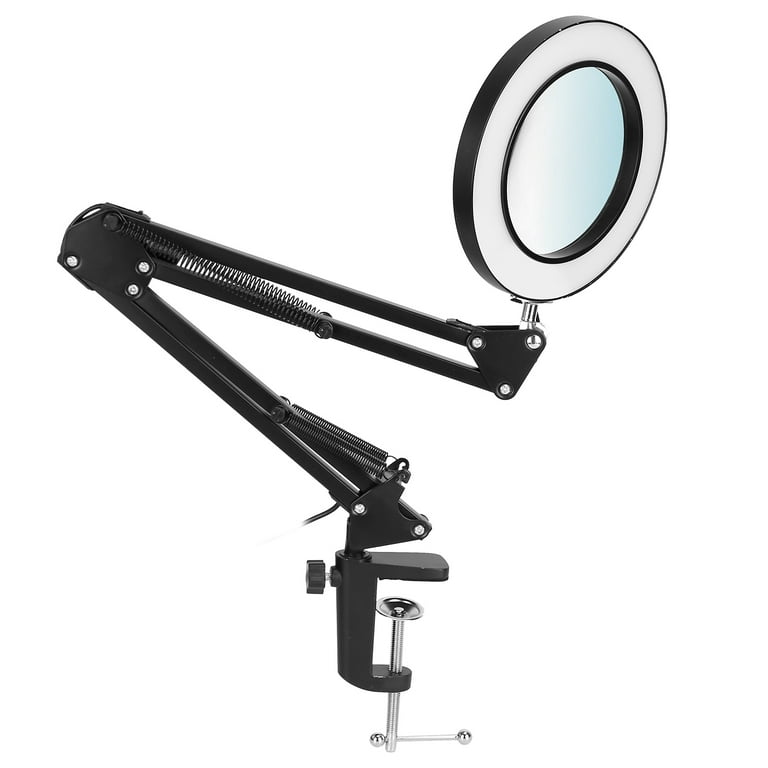 Eccomum LED Magnifying Magnifier Glass with Light on Stand Clamp Arm Hands  Free Black 