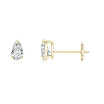 ANGARA Natural Diamond Solitaire Stud Earrings in 14K Yellow Gold for Women (Size-4x2.5mm| Color-H| Clarity-SI2) | April Birthstone, Anniversary, Jewelry Gift for Women | Natural Diamond Earrings