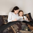 thumbnail image 4 of Homewish Skull Skeleton Full Size Comforter Sets,Halloween Themed Bedding Comforter Set,Brown,Black Reversible,3pcs,1 Comforter and 2 Pillowcases, 4 of 7